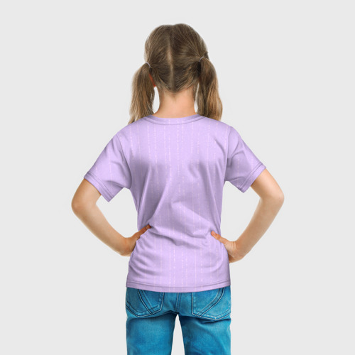 Детская футболка 3D Мелкая мозаика сиреневый полосы, цвет 3D печать - фото 6