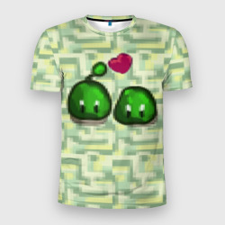Мужская футболка 3D Slim Зеленые слаймы стардью