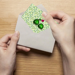 Открытка с принтом Зеленые слаймы стардью для любого человека, вид спереди №3. Цвет основы: белый
