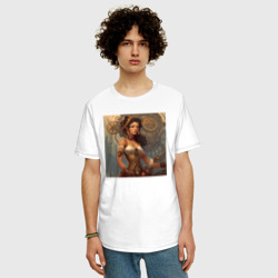 Мужская футболка хлопок Oversize Девушка в стиле стимпанк - нейросеть - фото 2