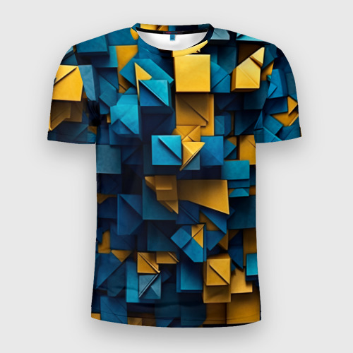 Мужская футболка 3D Slim Объёмная геометрия, цвет 3D печать