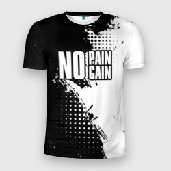 Мужская футболка 3D Slim No pain no gain - белый