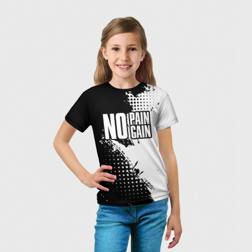 Детская футболка 3D No pain no gain - белый, цвет 3D печать - фото 5