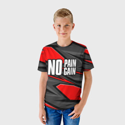 Детская футболка 3D No pain no gain - красный - фото 2
