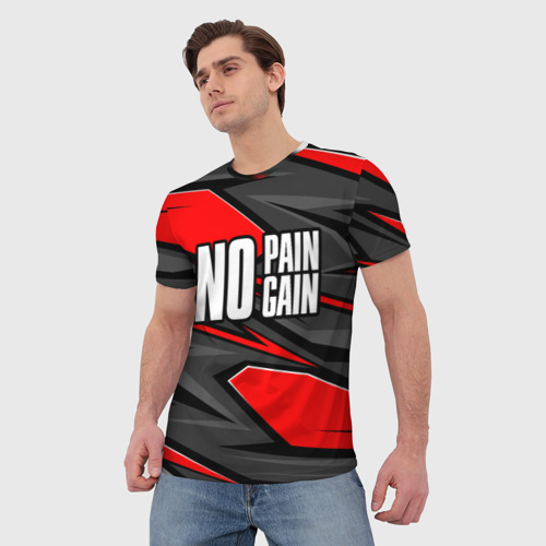 Мужская футболка 3D No pain no gain - красный, цвет 3D печать - фото 3