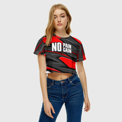 Женская футболка Crop-top 3D No pain no gain - красный - фото 2