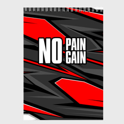 Скетчбук No pain no gain - красный