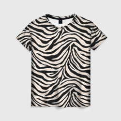 Женская футболка 3D Полосатая шкура зебры, белого тигра