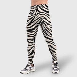 Мужские тайтсы 3D Полосатая шкура зебры, белого тигра - фото 2
