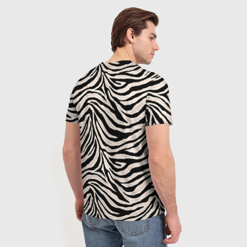 Мужская футболка 3D Полосатая шкура зебры, белого тигра, цвет 3D печать - фото 4