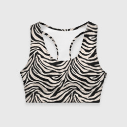 Женский спортивный топ 3D Полосатая шкура зебры, белого тигра