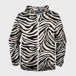 Мужская ветровка 3D Полосатая шкура зебры, белого тигра