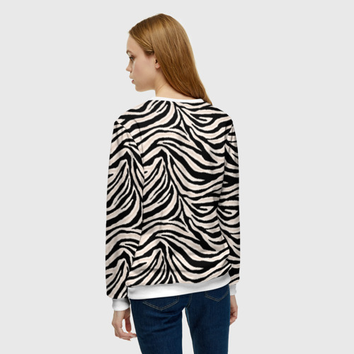 Женский свитшот 3D Полосатая шкура зебры, белого тигра, цвет 3D печать - фото 4