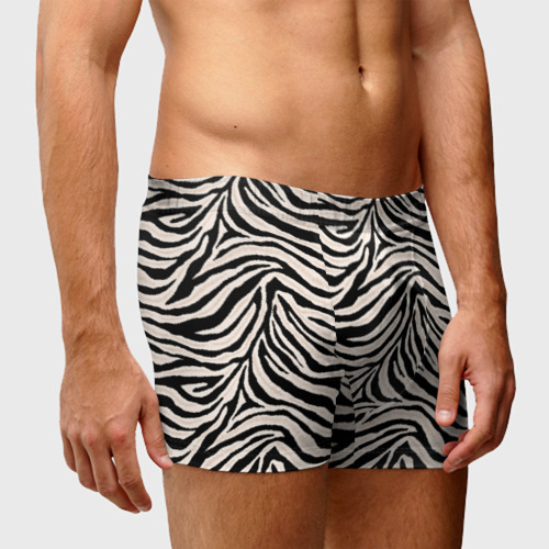 Мужские трусы 3D Полосатая шкура зебры, белого тигра, цвет 3D печать - фото 3