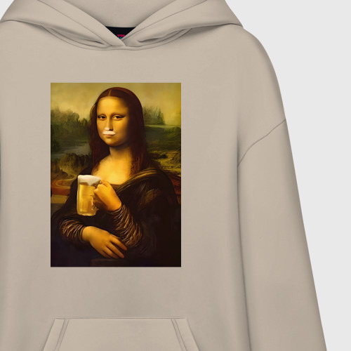 Худи SuperOversize хлопок Мона Лиза с пивом, цвет миндальный - фото 3