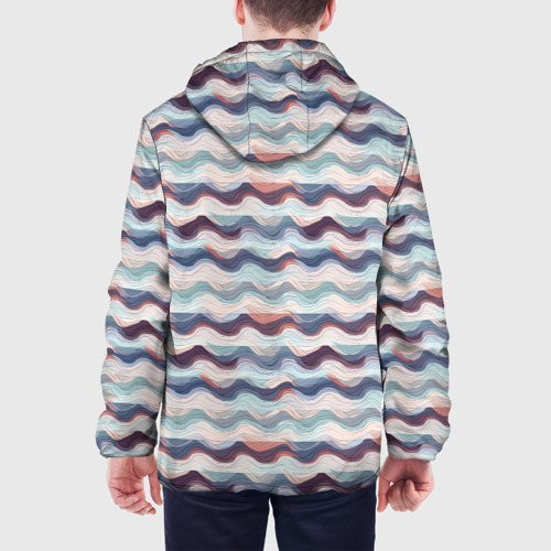 Мужская куртка 3D с принтом Абстрактные  волны пастельные цвета, вид сзади #2