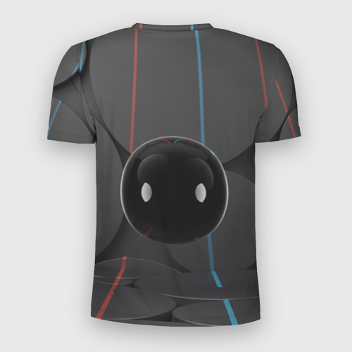 Мужская футболка 3D Slim с принтом Шар-робот, вид сзади #1
