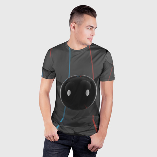 Мужская футболка 3D Slim с принтом Шар-робот, фото на моделе #1