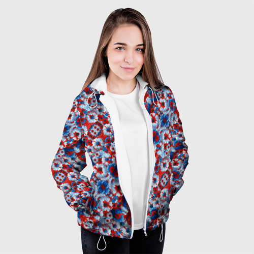 Женская куртка 3D Цветы России, цвет белый - фото 4