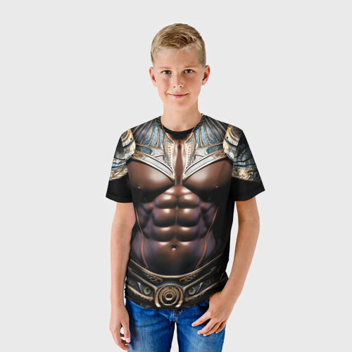 Детская футболка 3D Африканский воин в доспехах, цвет 3D печать - фото 3