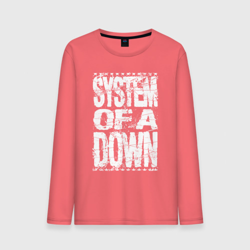 Мужской лонгслив хлопок System of a down - stencil, цвет коралловый