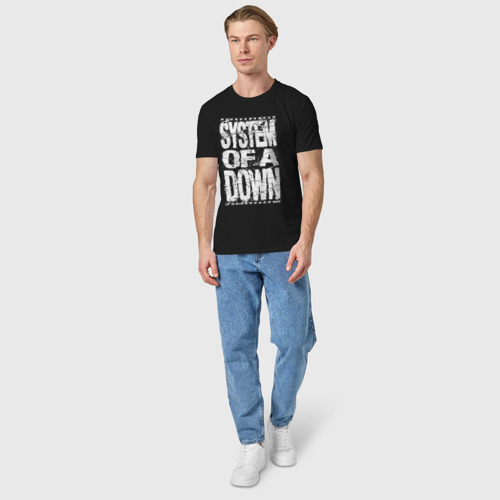 Мужская футболка хлопок System of a down - stencil, цвет черный - фото 5