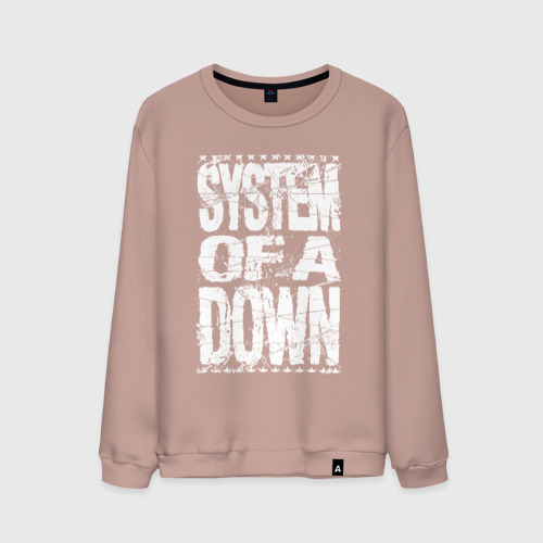 Мужской свитшот хлопок System of a down - stencil, цвет пыльно-розовый