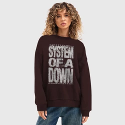 Женский свитшот oversize без начеса хлопок System of a down - stencil - фото 2
