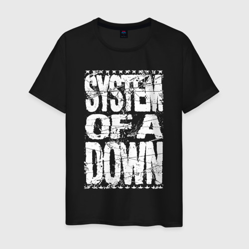 Мужская футболка хлопок System of a down - stencil, цвет черный