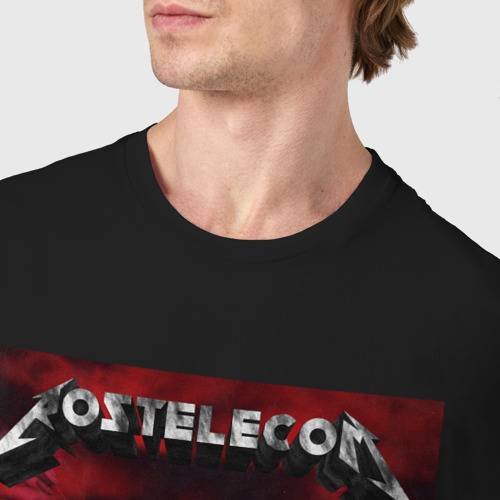 Мужская футболка хлопок с принтом Ростелеком Металлика, фото #4