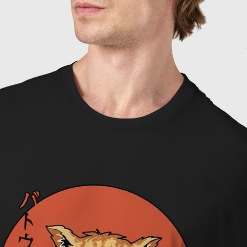 Мужская футболка хлопок с принтом Samurai kimono cat, фото #4