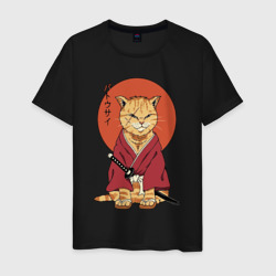 Мужская футболка хлопок Samurai kimono cat