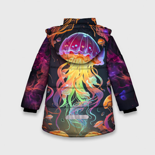 Зимняя куртка для девочек 3D Фантастическая медуза, цвет черный - фото 2