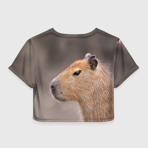 Женская футболка Crop-top 3D Capybara profile, цвет 3D печать - фото 2