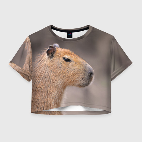 Женская футболка Crop-top 3D Capybara profile, цвет 3D печать