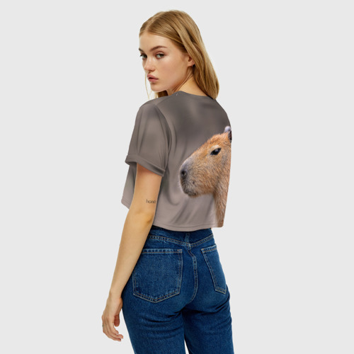 Женская футболка Crop-top 3D Capybara profile, цвет 3D печать - фото 5