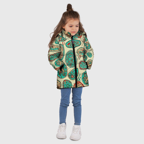 Зимняя куртка для девочек 3D с принтом Бактерии, вид сбоку #3