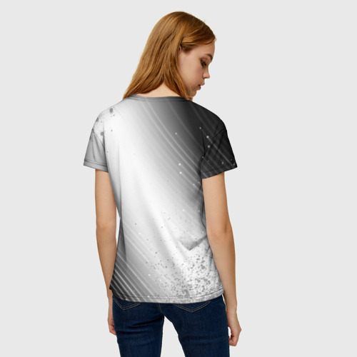 Женская футболка 3D с принтом CreepyPasta glitch на светлом фоне, вид сзади #2