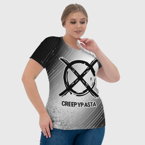 Женская футболка 3D с принтом CreepyPasta glitch на светлом фоне, фото #4