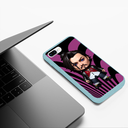 Чехол для iPhone 7Plus/8 Plus матовый Джонни Депп - знаменитый актёр - поп-арт, цвет мятный - фото 5