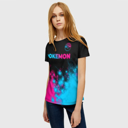 Женская футболка 3D Pokemon - neon gradient: символ сверху - фото 2