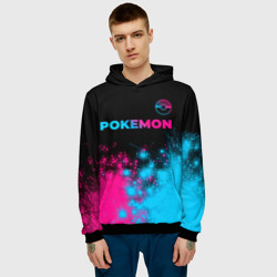 Мужская толстовка 3D Pokemon - neon gradient: символ сверху - фото 2