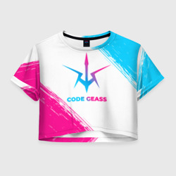 Женская футболка Crop-top 3D Code Geass neon gradient style