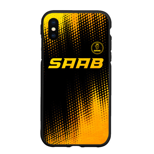 Чехол для iPhone XS Max матовый Saab - gold gradient: символ сверху