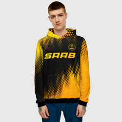 Мужская толстовка 3D Saab - gold gradient: символ сверху - фото 2