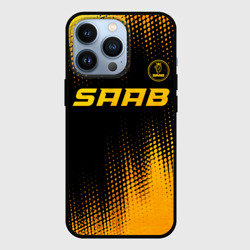 Чехол для iPhone 13 Pro Saab - gold gradient: символ сверху