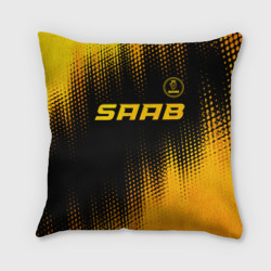 Подушка 3D Saab - gold gradient: символ сверху