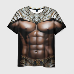 Мужская футболка 3D Африканский воин будущего в доспехах