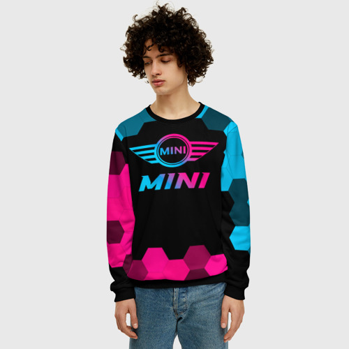 Мужской свитшот 3D Mini - neon gradient, цвет черный - фото 3