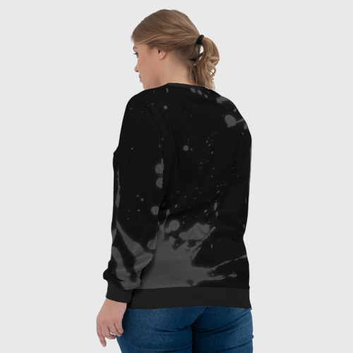 Женский свитшот 3D с принтом Roblox glitch на темном фоне: надпись, символ, вид сзади #2